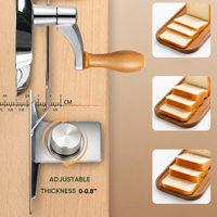 Trancheuse à pain manuelle pliable et réglable pour pain de mie, pain au levain et pain fait maison, avec manivelle, lame en acier inoxydable et base à ventouse