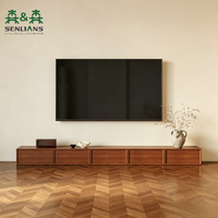 Meuble TV et Table Basse Combinées de Style Nordique Moderne et Simple, en Panneaux de Bois, pour Salon Familial et Chambre à Coucher avec Rangement
