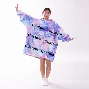 Günstiger Preis Soft Sherpa Wearable Blanket Hoodie Custom Blanket Sweatshirt Blanket Hoodie