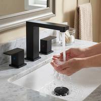 Robinet de salle de bain noir mat à double poignée de 8 pouces avec protection anti-éclaboussures pour nouvelle construction