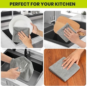 <span class=keywords><strong>Serviette</strong></span> en microfibre réutilisable, lavable, sans peluches, ultra douce, absorbante et à séchage rapide pour le nettoyage des voitures, des cuisines, des fenêtres et des vitres - Product Image 4