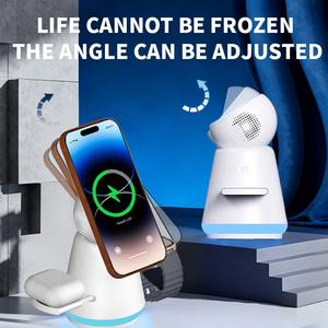 Support <span class=keywords><strong>de</strong></span> chargeur sans fil magnétique 3 en 1 avec lumière ambiante LED, station <span class=keywords><strong>de</strong></span> <span class=keywords><strong>charge</strong></span> rapide rotative à double moteur pour téléphone, montre - Product Image 2