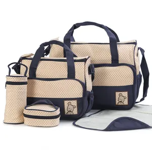 NIEUWSTE 5 stks/set hoge kwaliteit tote baby schouder luiertassen duurzaam nappy bag mummy moeder baby bag