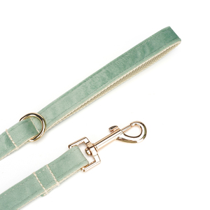 Correa y Collar para Perro de Terciopelo Personalizado HanYang OEM, Varios Colores, Hebilla Dorada de Terciopelo Grueso - Product Image 6