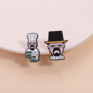 เข็มกลัดลายเฮเซนเบิร์กจากซีรีส์ Breaking Bad สุดสร้างสรรค์ ตลกขบขัน ทำจากโลหะผสมเคลือบเงา เหมาะสำหรับเชฟและคนรักการอบขนม - Product Image 1
