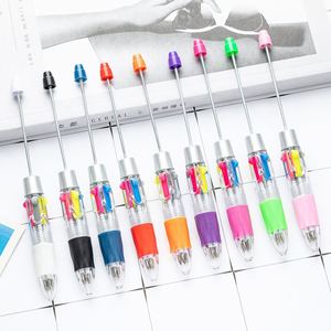 Bolígrafo de 4 colores con cuentas DIY - Lindos marcadores multicolor para estudiantes, divertidos bolígrafos de plástico con clic para tomar notas e ideas de regalos - Product Image 1