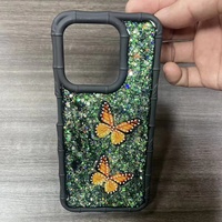 Coque de téléphone papillon diamant pour iPhone 17 16 15 14 13 12 et Samsung A17 A07 A17 A06, motif bambou, design scintillant