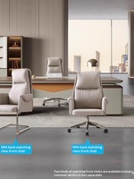 Silla de Oficina Ejecutiva Ergonómica Giratoria de Cuero Genuino con Función Reclinable y Soporte Lumbar para una Asientos Cómoda