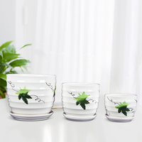 Pot de fleurs en céramique émaillée pour balcon et intérieur avec soucoupe