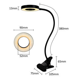 Mini lámpara de escritorio negra de ganso largo con diseño de Metal con abrazadera, luz de libro de belleza portátil con 3 colores, 10 brillos para interiores - Product Image 4