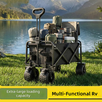Chariot de courses pliable en métal avec roues tout-terrain, chariot compact portable pour le camping, le pique-nique, la pêche