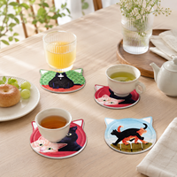 Sous-verres pour amoureux des chats, cadeau amusant en céramique imprimé UV, résistant à la chaleur, antidérapant, accessoires de décoration mignons pour la maison et la cuisine