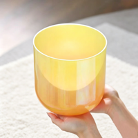 Bol chantant en cristal cosmique vert menthe Alchemy pour la guérison des chakras, la méditation et la thérapie sonore, cristal pur à 99,99 %, 440 Hz/432 Hz, avec mallette