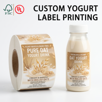 Étiquettes personnalisées pour bouteilles de yaourt d'avoine réfrigéré, autocollants en vinyle imperméables de qualité alimentaire, conçus pour résister aux plis et au froid