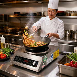 High Power 3500W Concave Fryer Tabletop Smart Digital Control Induction Wok Machine Industrial Cooking Range 220V Cooktop - Product Image 1