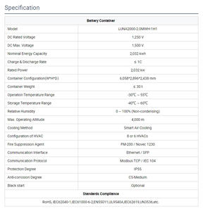 Hệ thống lưu trữ năng lượng pin ESS DAP LUNA2000-2.0MWH-1H1 2MWh, sử dụng container 20ft và 40ft, pin năng lượng mặt trời - Product Image 6