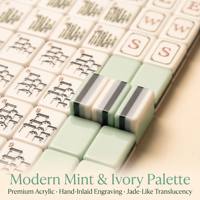 Jeu de Mahjong américain en acrylique de 160 tuiles pour 4 joueurs, avec dos vert menthe Jade Garden, motifs floraux et pagode en bambou, logo personnalisé