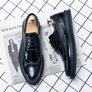 Oxford Shoes Fashion <strong>Brogue</strong> Men Leather Formal Dress Shoes Man Comfortable Office Party Footwear <strong>White</strong> <strong>Black</strong> - Product Image 3