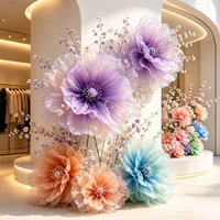 Set Bunga Peony Kertas Organza Raksasa Warna Kustom untuk Dekorasi Tata Letak Acara, Pameran, dan Jendela Toko