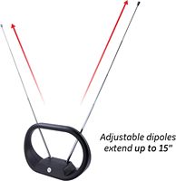 Antenne TV d'intérieur GE Modern Loop Rabbit Ears, dipôles extensibles de 15 pouces/4 pieds, 4K 1080P VHF/UHF, numérique HDTV de table pour Smart TV