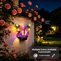 Nouvelle conception CE, lampe LED murale en PVC imperméable à piles, papillon, 3500K blanc chaud, commande par bouton, intérieur et extérieur