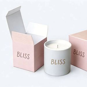 กล่องบรรจุภัณฑ์เทียนกระดาษขาวสั่งทำคุณภาพสูง กล่องหรูหราเคลือบเงา ปั๊มนูน เคลือบยูวี ประกอบเองได้ สำหรับของขวัญ - Product Image 2