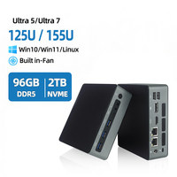 Compacte Mini Computer 125U 155U NPU AI Computing Mini PC's voor kantoor gebruik 4K Triple Display DDR5 96 GB WiFi 6 Mini PC Windows 11 Pro