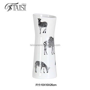 V131-GF Art Deco Porcelain <strong>Zebra</strong> <strong>Vase</strong> Tabletop Ceramic Flower Arrangement Elegant Bouquet <strong>Vase</strong> - Product Image 5