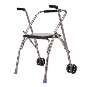 Ming Meng Ran <b>Walker</b> With Seat And Wheels <b>For</b> Elderly And <b>Disabled</b> Mobility Aid Stainless Steel Folding Design - Product Image 5
