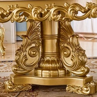 Ensemble de table à manger classique antique en bois massif sculpté à la main avec finition en feuille d'or de haute qualité 2022