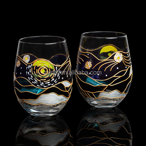 Copa de Vino Pintada a Mano con Diseño Artístico de la Noche Estrellada de Van <span class=keywords><strong>Gogh</strong></span>, Modelo 2026, Perfecta para Amantes del Vino, Entusiastas del Arte y Regalos - Product Image 4