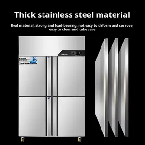 Big Capacity Stainless Steel Double Door Luxury Commercial Kitchen Upright Refrigerator Freezer Vertical