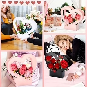 Bolsa de Papel Kraft para Regalo de Flores Frescas con Diseño de Asa Troquelada de Lujo en Forma de Corazón y Logotipo Personalizado Disponible - Product Image 2