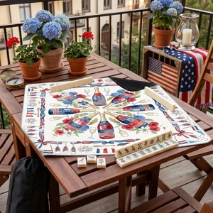 Tapis de Mahjong Vintage Aquarelle Patriotique Champagne 33" Carré Antidérapant Durable pour Soirée de Jeu - Product Image 3