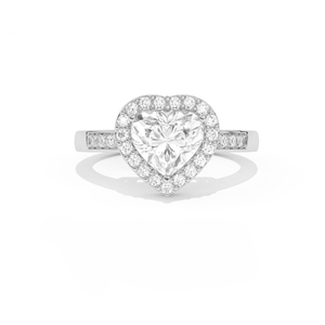Anillo Solitario Aarinya para Mujer, con Diamante Cultivado en Laboratorio, Corte Corazón, Oro de 18K, Halo Festoneado, Certificado IGI - Product Image 3