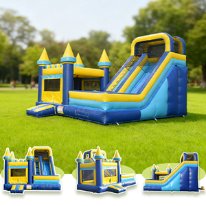 Lâu Đài <span class=keywords><strong>bouncy</strong></span> <span class=keywords><strong>Inflatable</strong></span> màu xanh ngoài trời PVC nhảy lâu đài với trượt <span class=keywords><strong>Inflatable</strong></span> Combo Thương mại Nhà bị trả lại cho trẻ em - Product Image 3