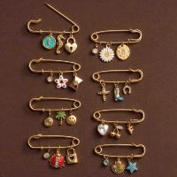 Bros Pin Emas Fashion, Liontin Kristal Bunga Cantik, Bros DIY yang Dapat Diganti, Perhiasan Trendi Wanita
