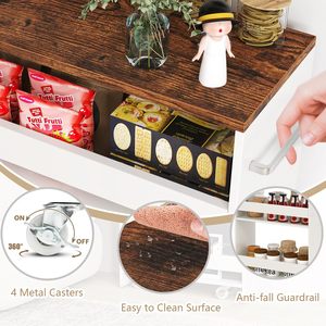 Organizador de estantería de madera delgada de 4 niveles con mango Islas de cocina y carros Carro de almacenamiento rodante estrecho de 4 niveles para lavadora secadora - Product Image 2