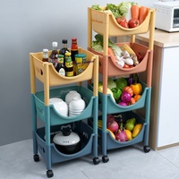 Étagère de rangement portable multi-niveaux en plastique pour jouets, à poser au sol, avec paniers à fruits et légumes