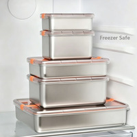Organisateur alimentaire empilable, récipient pour charcuterie 304, récipient hermétique en acier inoxydable pour bacon et fromage avec couvercles transparents