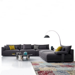 أريكة فاخرة تصميم إيطالي لغرفة المعيشة, أريكة من القماش على شكل حرف L باللون الرمادي - Product Image 1