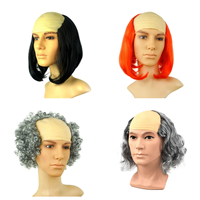 Perruque de vieil homme à tête chauve, cheveux courts raides ou ondulés, perruques amusantes de clown pour cosplay, pour fête d'Halloween