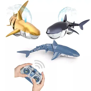 Tiburón eléctrico a Control remoto para niños, 2,4g, 4 canales, juguetes para nadar en el agua, barcos teledirigidos de alta velocidad