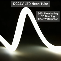 Flexible 360 °   Tube néon flexible 3D IP67 étanche 24V pour intérieur, extérieur, bar, maison, café, cinéma, musée