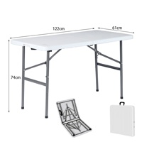Table à manger pliante en plastique d'extérieur portable, cadre en fer, design moderne pour utilisation en hôtel, marché nocturne, vente ambulante, camping, rangement