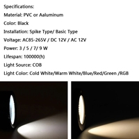 Lámpara LED de punta para exteriores, iluminación de paisaje de jardín, impermeable, 5W, 7W, 9W, RGB, 85-265V, 12V
