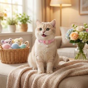 Collier <span class=keywords><strong>de</strong></span> luxe rose réglable en satin et dentelle pour chaton, chat ou chien, avec clochette, nœud papillon et pendentif perle pour chat femelle - Product Image 4