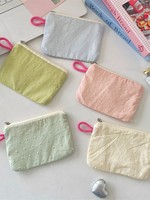 Pochette portable zippée pour monnaie, rouge à lèvres, clés, cosmétiques, avec compartiment intérieur, rangement pour pièces de monnaie et câbles de données divers