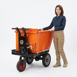 Chariot à roues électriques, mini-dumper, chariot à benne basculante à 3 roues, orange et noir, 100x70x90cm, utilisation en entrepôt - Product Image 3
