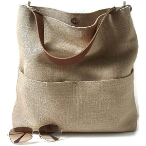 Chất lượng cao thời trang xách tay phụ nữ đay bãi biển vải bố Túi tote - Product Image 2